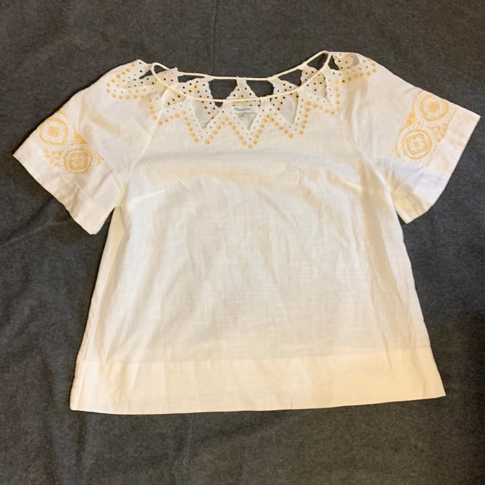Madewell White and Gold Blouse - XS
